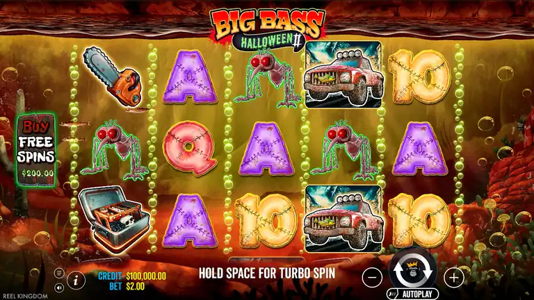 Big Bass Halloween 2 spin 1 - CREDIT $100,000.00 at Bet $2.00, base game start
